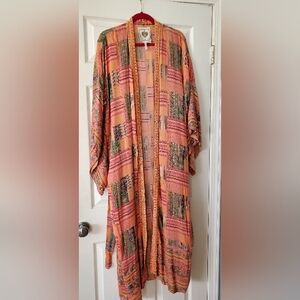Elegant Multicolor Patchwork Kimono Robe